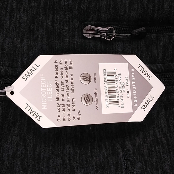 Free Country Microtech Fleece Black Gray Funnel Neck Long Sleeve 1/4 Zip Jacket - Picture 14 of 15